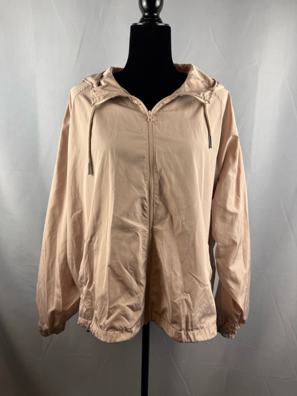 SOIA & KYO Lightweight Hooded Jacket Neutral Minimal Windbreaker L XL